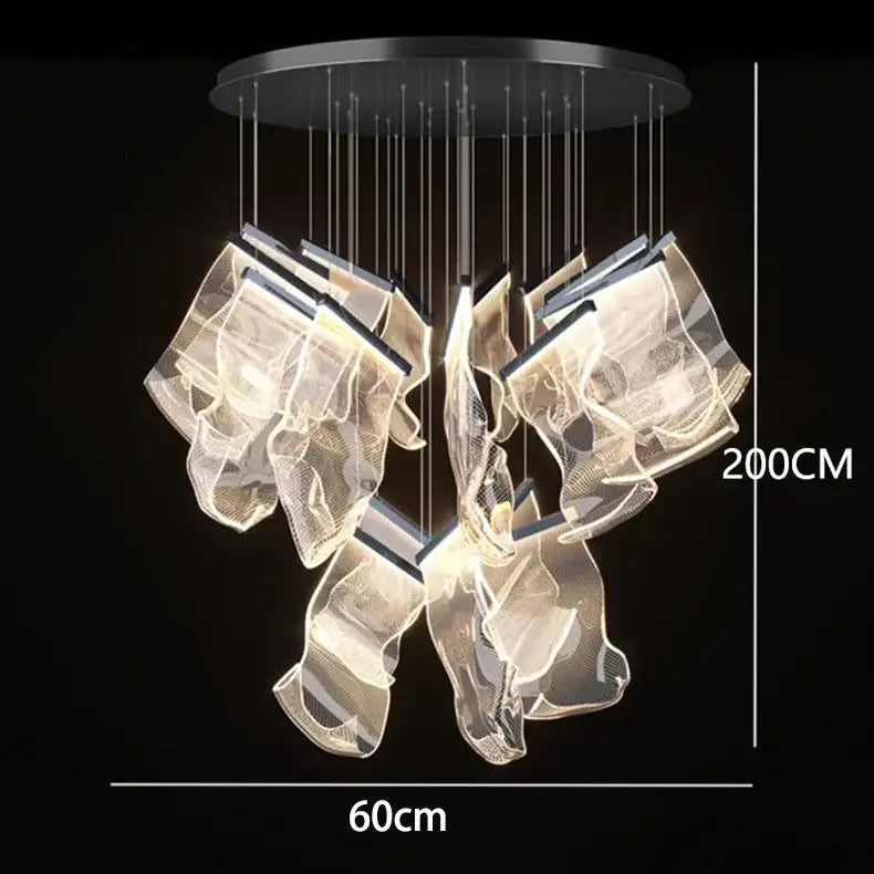 Modern sculptural glass crystal chandelier stair pendant light