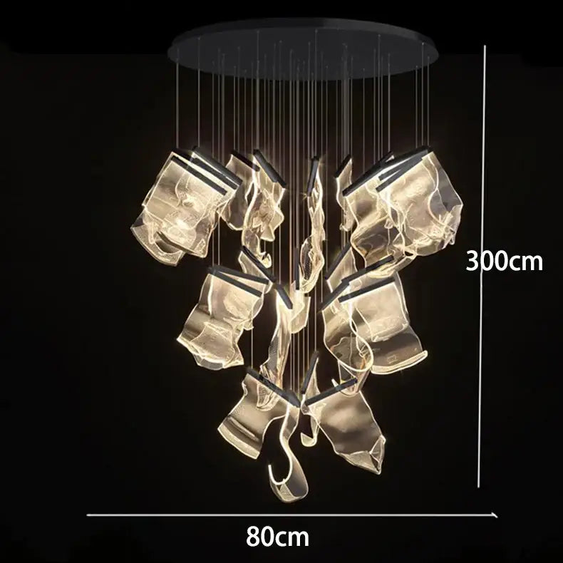 Modern sculptural glass crystal chandelier stair pendant light