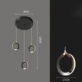 Modern metallic ring cascading crystal chandelier living room light