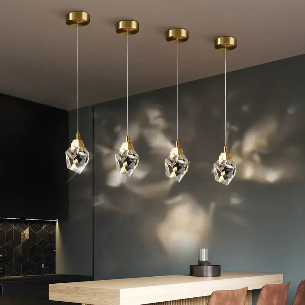 Modern brass crystal chandelier staircase pendant lamp living room