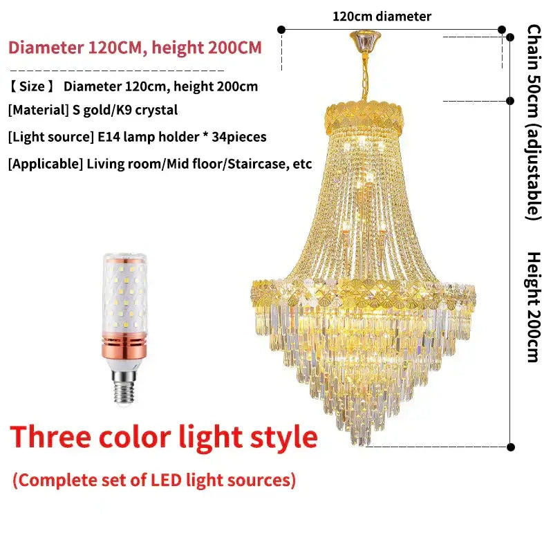 Modern gold decorbites crystal chandelier living room cascading light