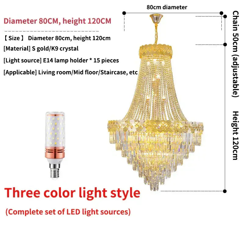 Modern gold decorbites crystal chandelier living room cascading light