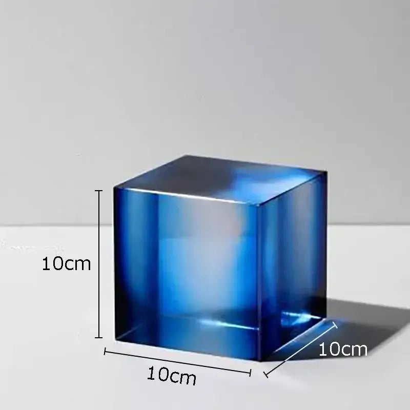Decorbites crystal cube golden translucent sculpture living room decor