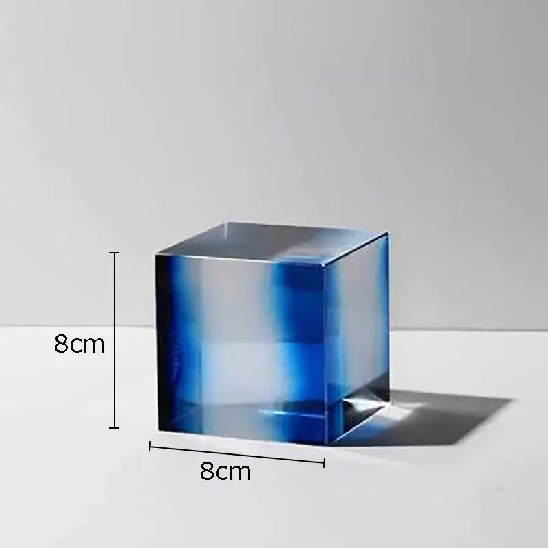 Decorbites crystal cube golden translucent sculpture living room decor