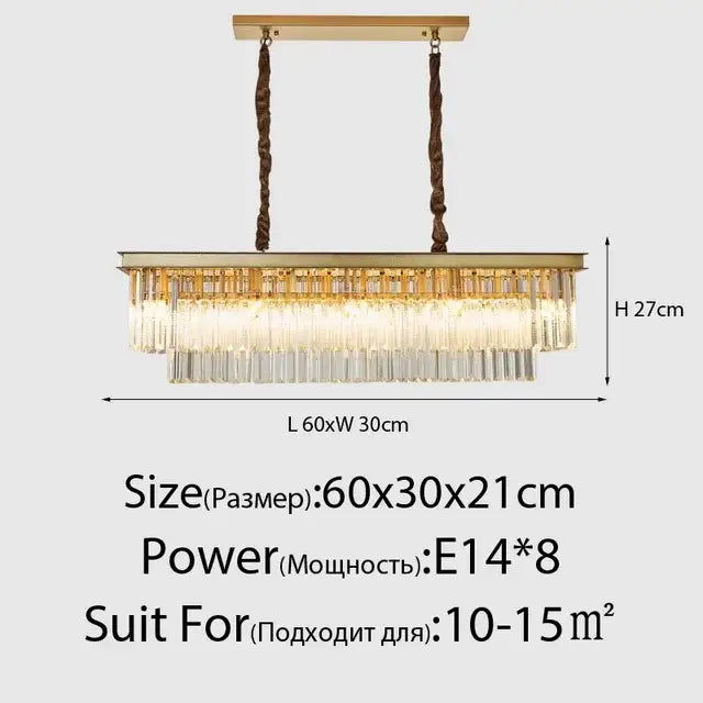 Decorbites crystal gold chandelier black & amber living room light