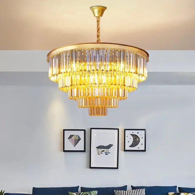 Decorbites crystal gold chandelier black & amber living room light