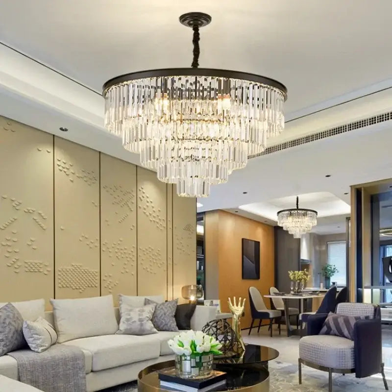 Decorbites crystal gold chandelier black & amber living room light