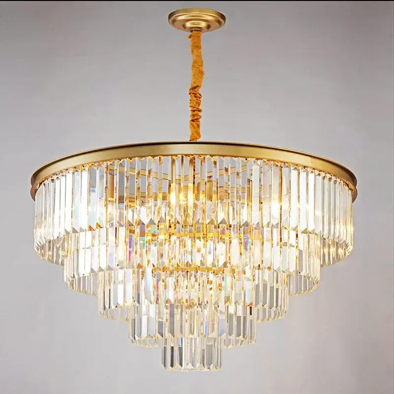 Decorbites crystal gold chandelier black & amber living room light