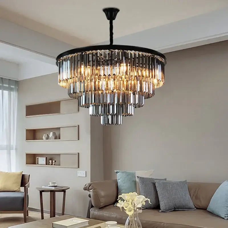 Decorbites crystal gold chandelier black & amber living room light
