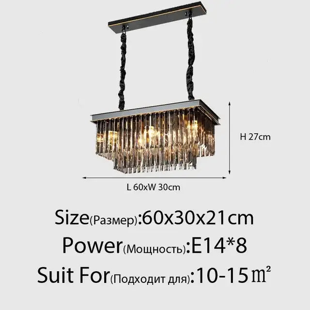 Decorbites crystal gold chandelier black & amber living room light