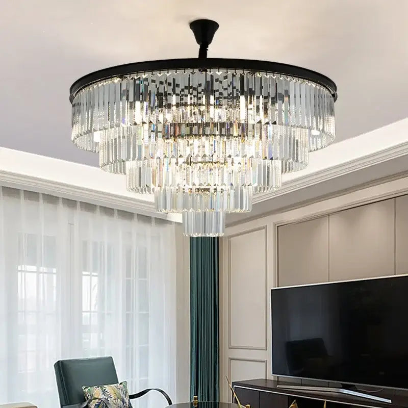 Decorbites crystal gold chandelier black & amber living room light