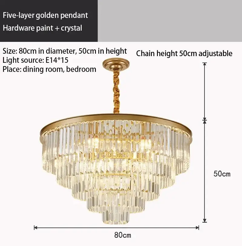 Decorbites crystal gold chandelier black & amber living room light