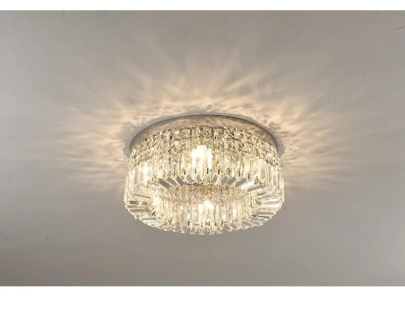 Modern gold multi tier crystal led ceiling light dining room