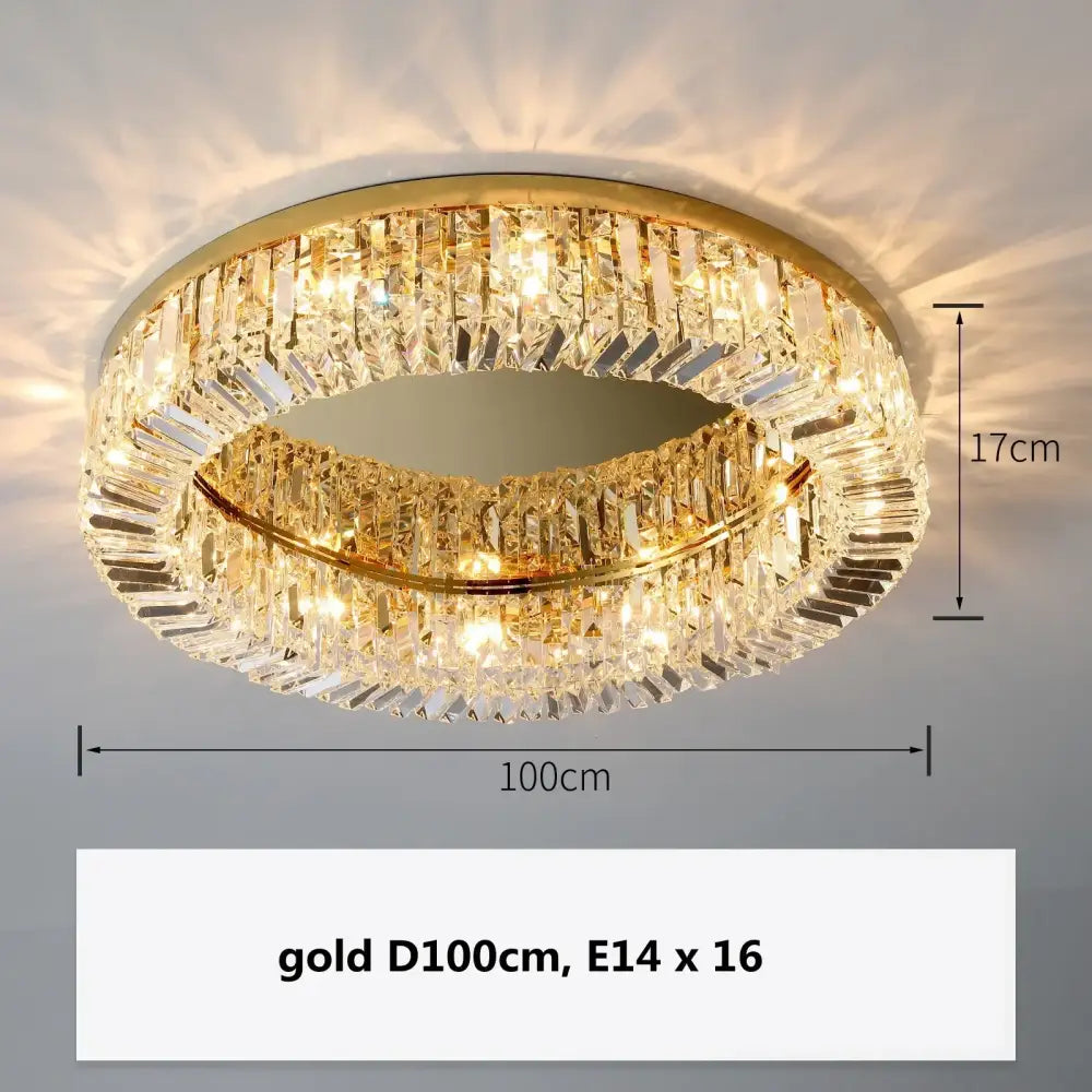 Modern gold multi tier crystal led ceiling light dining room