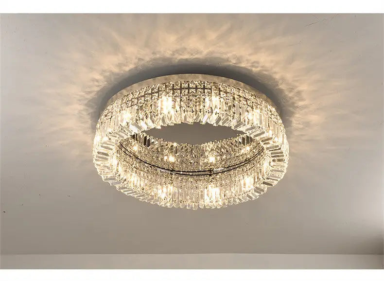Modern gold multi tier crystal led ceiling light dining room