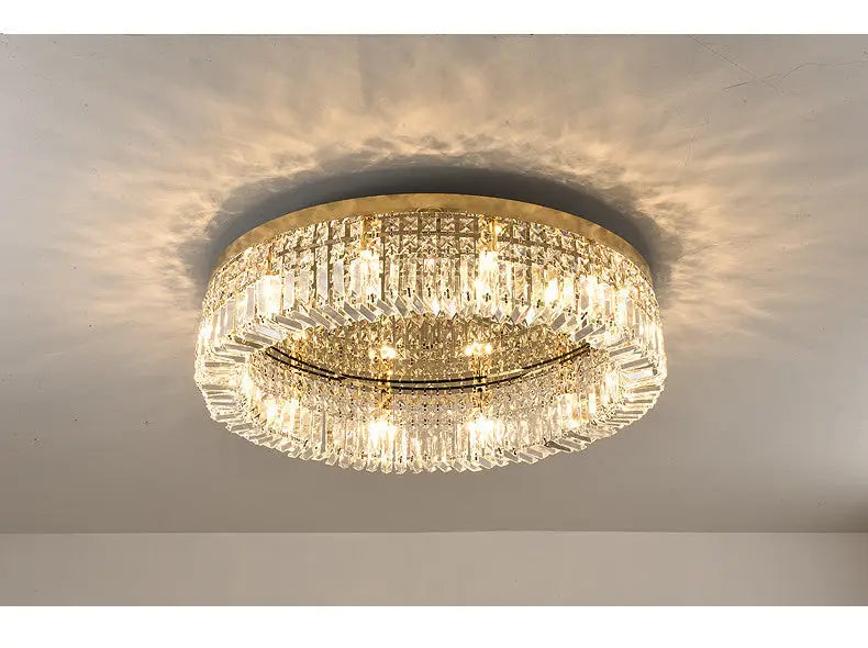 Modern gold multi tier crystal led ceiling light dining room