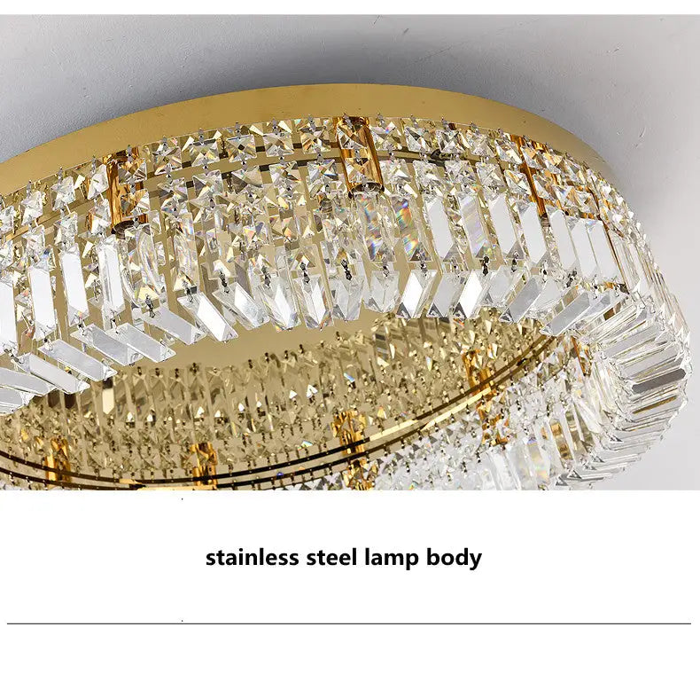 Modern gold multi tier crystal led ceiling light dining room