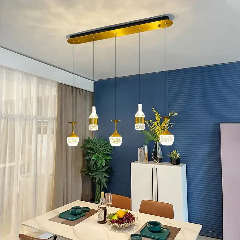 Decorbites crystal led chandelier gold pendant light dining room