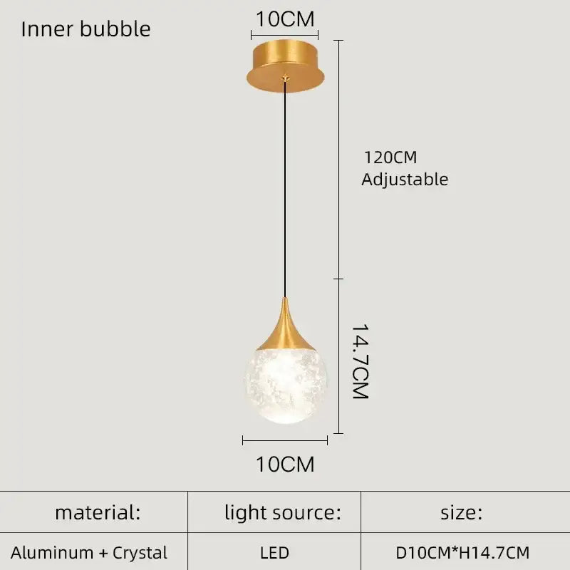 Decorbites crystal led chandelier gold pendant light dining room