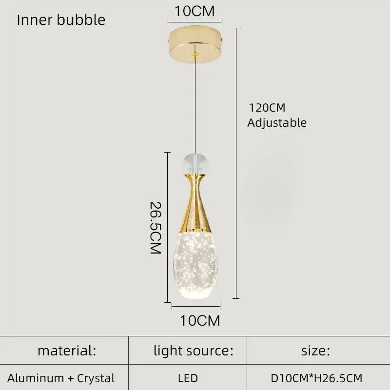 Decorbites crystal led chandelier gold pendant light dining room