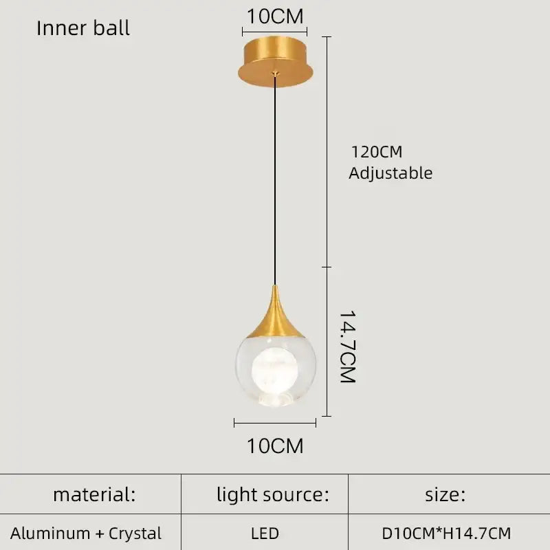 Decorbites crystal led chandelier gold pendant light dining room