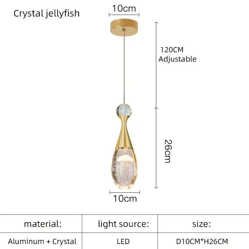 Decorbites crystal led chandelier gold pendant light dining room