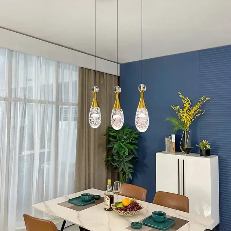 Decorbites crystal led chandelier gold pendant light dining room