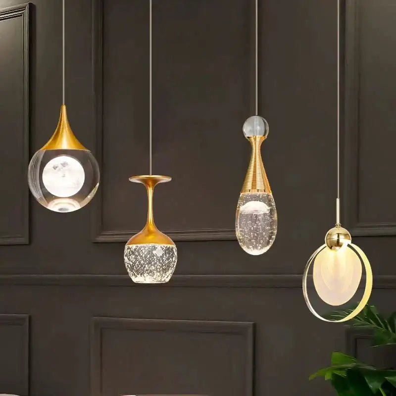 Decorbites crystal led chandelier gold pendant lights dining room