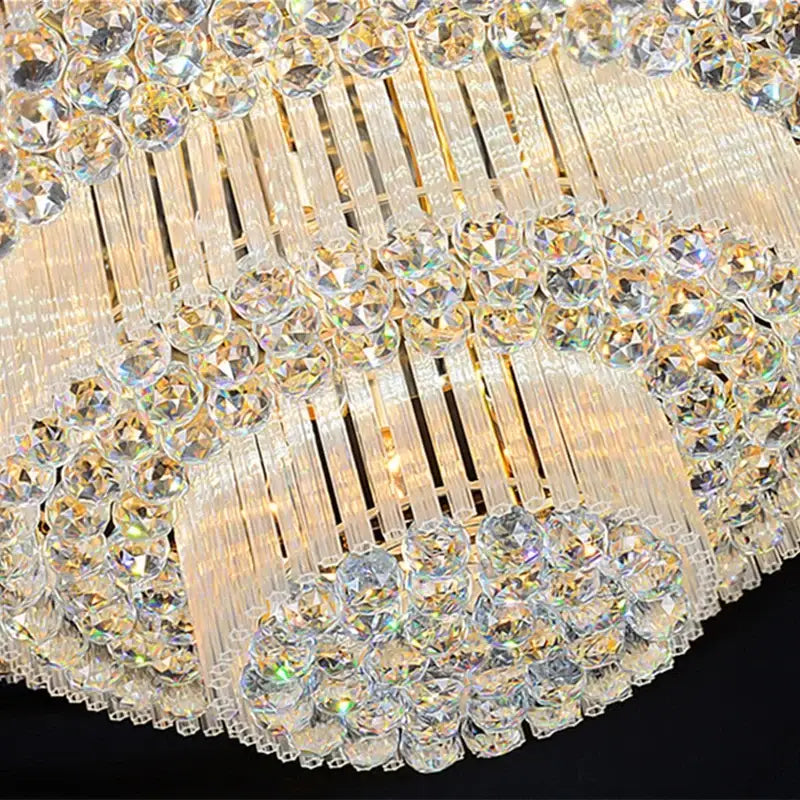 Decorbites crystal led chandelier gold tiered lamp for living room