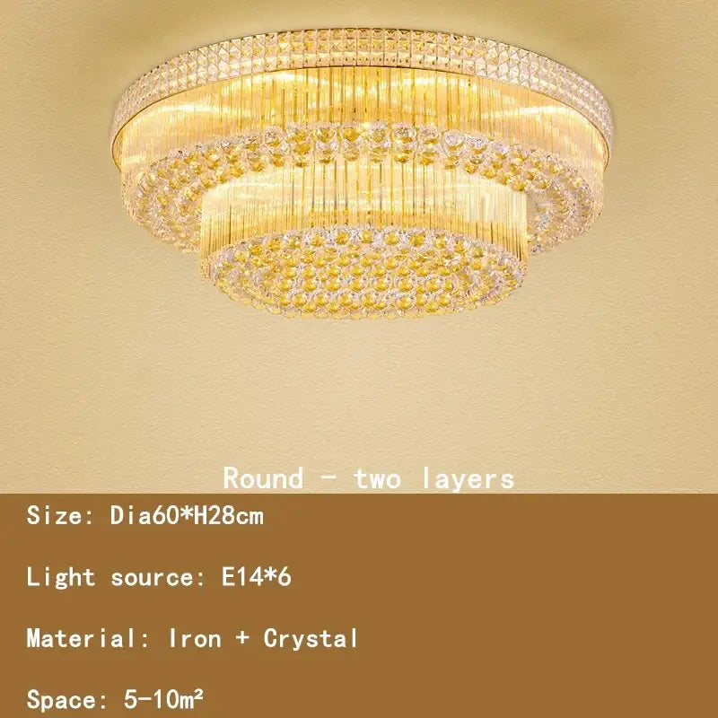 Decorbites crystal led chandelier gold tiered lamp for living room
