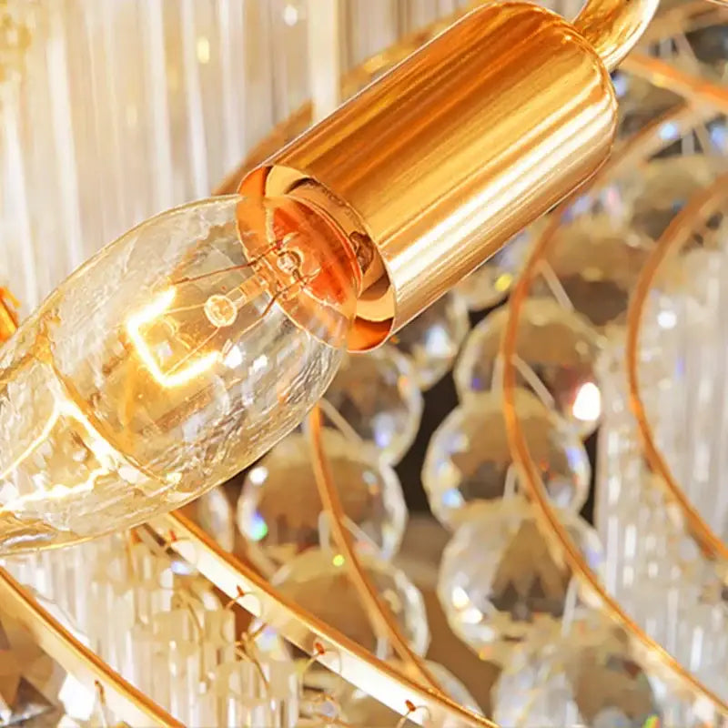 Decorbites crystal led chandelier gold tiered lamp for living room