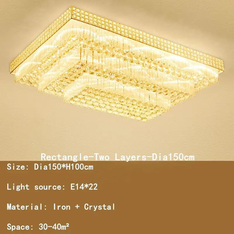 Decorbites crystal led chandelier gold tiered lamp for living room