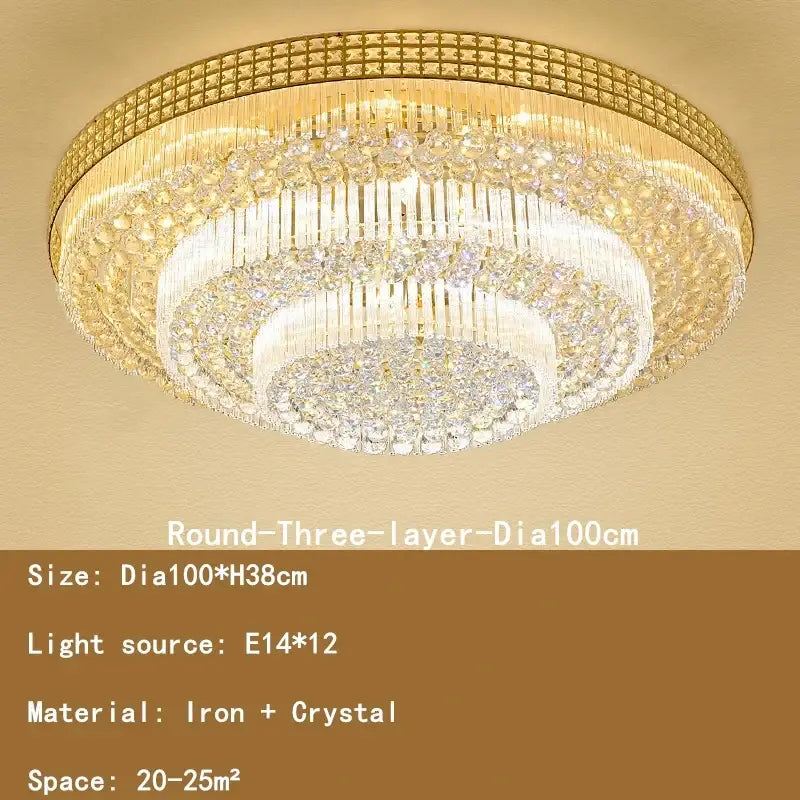 Decorbites crystal led chandelier gold tiered lamp for living room