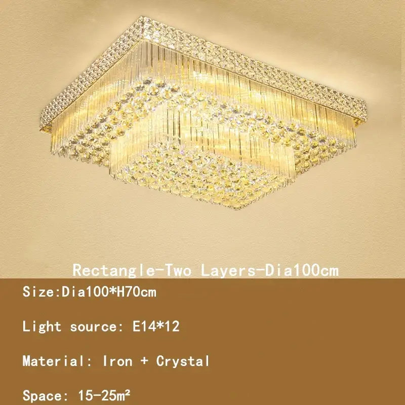 Decorbites crystal led chandelier gold tiered lamp for living room