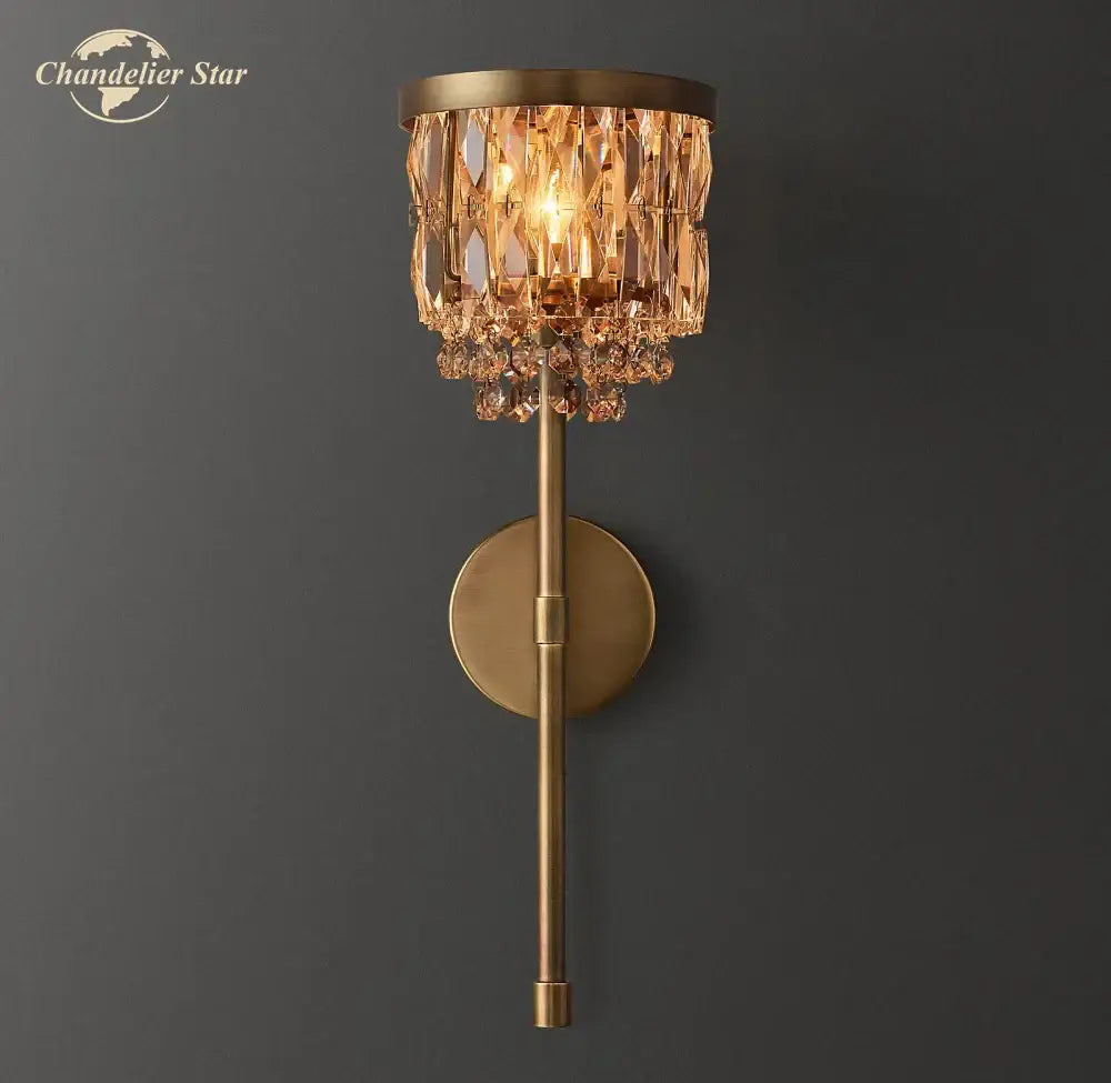 Decorbites crystal led wall sconce brass crystal dining room light