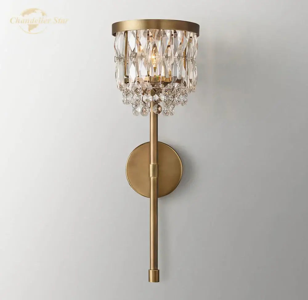 Decorbites crystal led wall sconce brass crystal dining room light