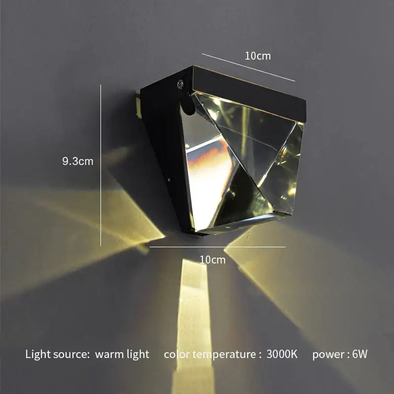 Modern gold crystal led wall sconce bedroom geometric light
