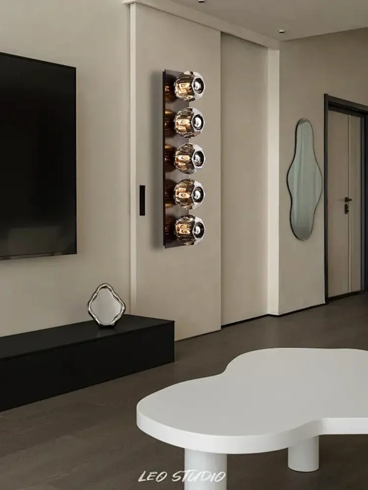 Modern luxury crystal led wall sconce – bedroom glass globe light