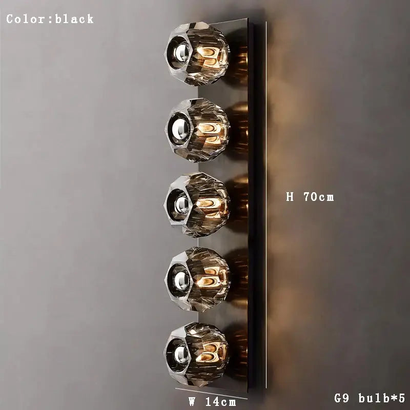 Modern luxury crystal led wall sconce – bedroom glass globe light