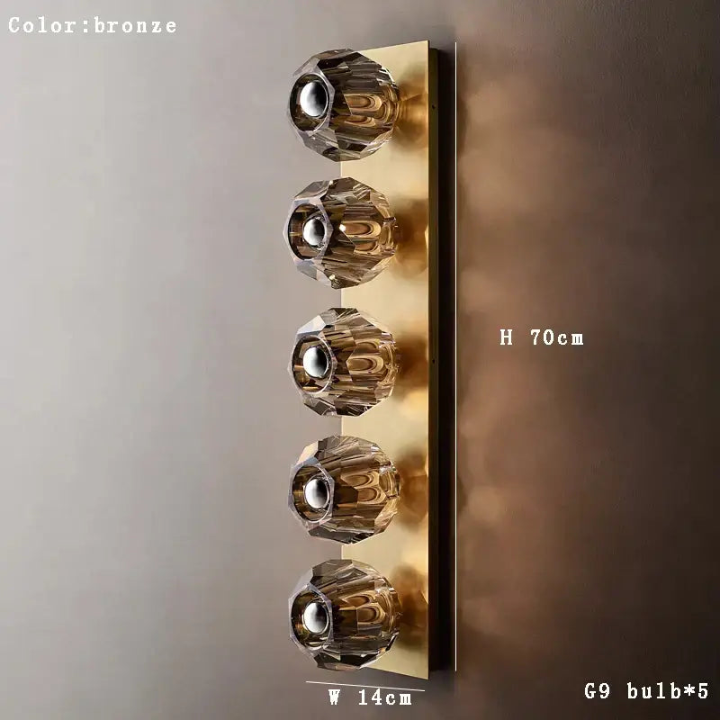 Modern luxury crystal led wall sconce – bedroom glass globe light