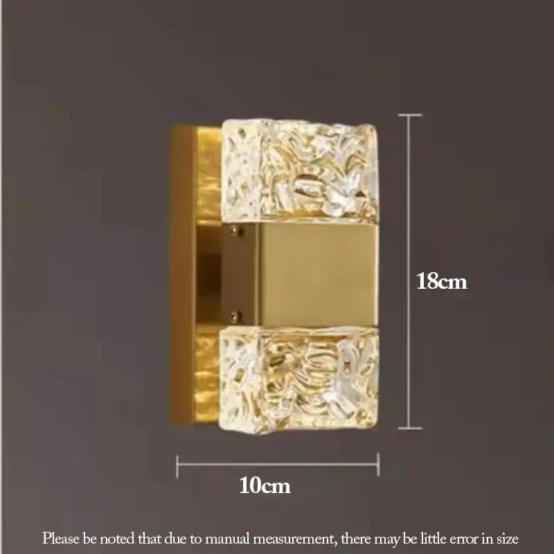 Modern textured glass led wall sconces in chrome black & gold bedroom