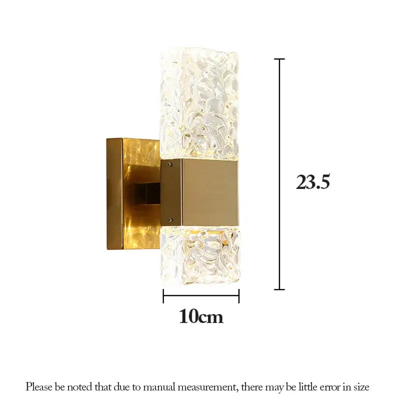 Modern textured glass led wall sconces in chrome black & gold bedroom