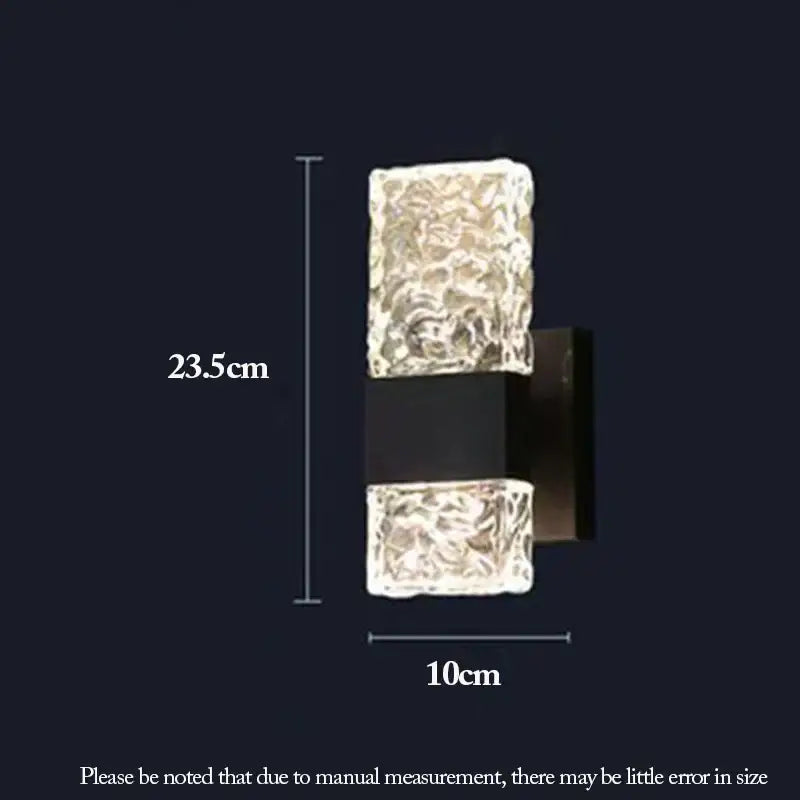 Modern textured glass led wall sconces in chrome black & gold bedroom