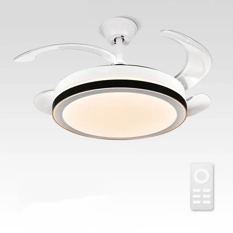 Modern white crystal light ceiling fan – bedroom integrated led