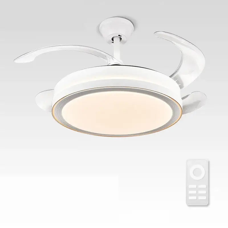 Modern white crystal light ceiling fan – bedroom integrated led