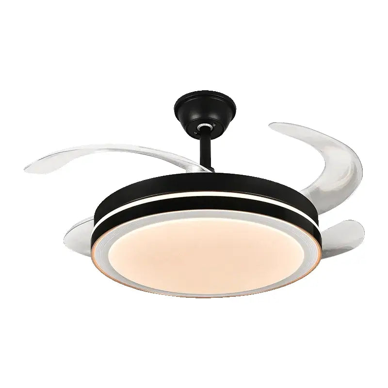 Modern white crystal light ceiling fan – bedroom integrated led