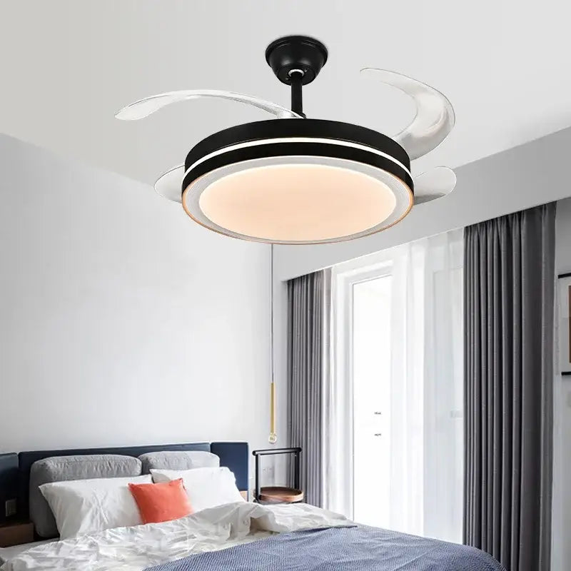 Modern white crystal light ceiling fan – bedroom integrated led