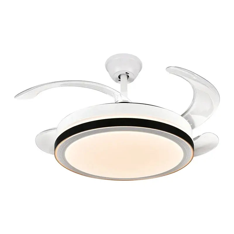 Modern white crystal light ceiling fan – bedroom integrated led