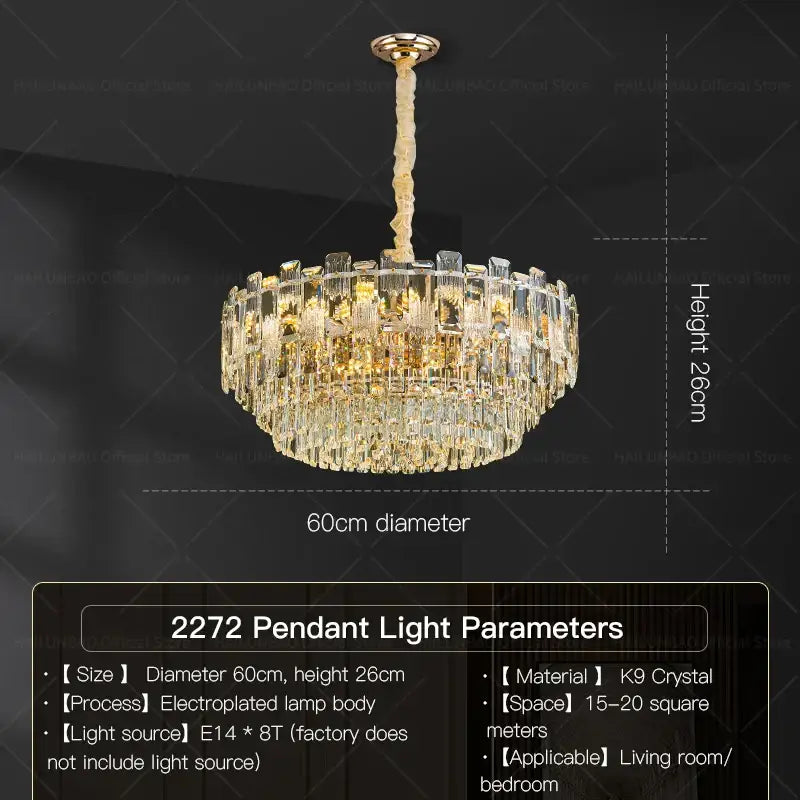 Luxury golden decorbites crystal light chandelier living room lamp