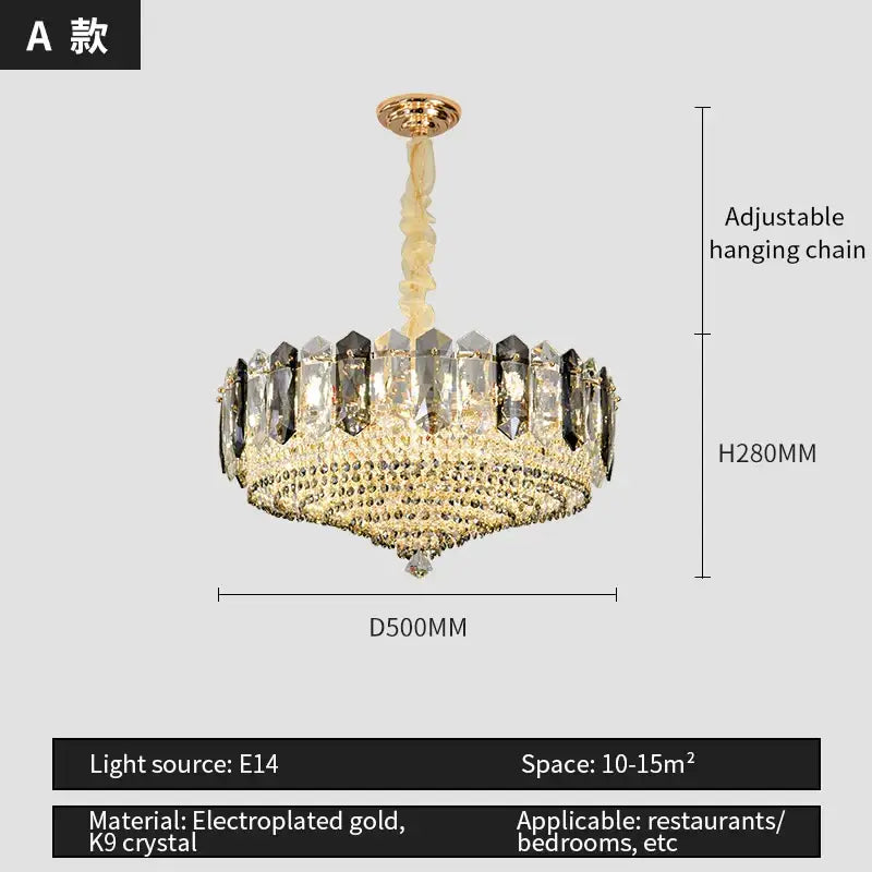 Modern gold tiered crystal light chandelier dining room